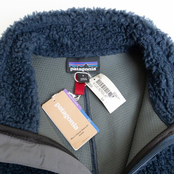 Patagonia Men’s Classic Retro-X Fleece Jacket Sherpa Full Zip Navy / Wax Red - Picture 6 of 15